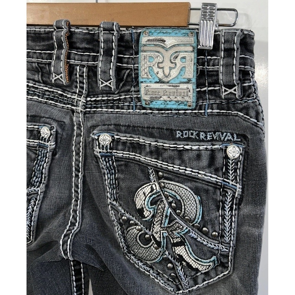 Mens ROCK & REPUBLIC HENLEE ALT Straight Jeans Sz 28 Turquoise Detail Stitching